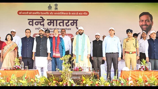 Haryana chief minister Nayab Singh Saini during an event in Ambala on Friday. (Sourced)