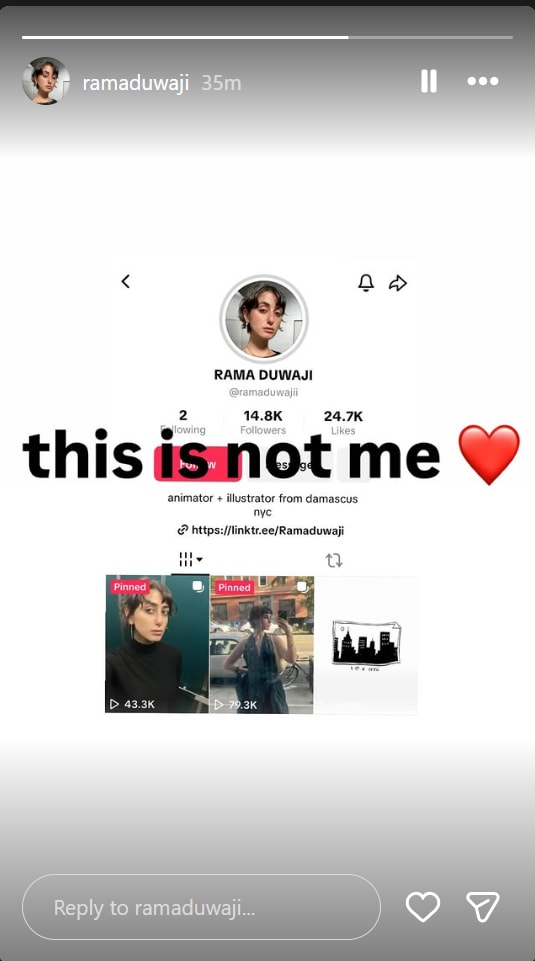 Screengrab of the Instagram story. (@ramaduwaji/Instagram) Screengrab of the Instagram story. (@ramaduwaji/Instagram)