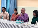 Health minister Dr Balbir Singh addressing mediapersons at civil hospital in Ludhiana on Friday. (HT photo) Health minister Dr Balbir Singh addressing mediapersons at civil hospital in Ludhiana on Friday. (HT photo)