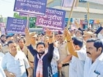 Kalyan, India - November 08 2025:Locals including bhiwandi MP and Murbad MLA protested in Dombivli for a separate municipality for 27 villages. Pic on Saturday in India on 08 2025 - Story By Kaptaan Mali ( Photo By Pramod Tambe).