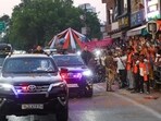 People welcome PM Narendra Modi’s convoy in Varanasi on Friday. (ANI PHOTO) People welcome PM Narendra Modi’s convoy in Varanasi on Friday. (ANI PHOTO)