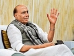 Union defence minister Rajnath Singh during an interview at his residence in New Delhi. (HT Photo)