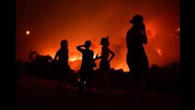 A wildfire in Palaia Fokaia, south of Athens in Greece in August 2025. (AFP) A wildfire in Palaia Fokaia, south of Athens in Greece in August 2025. (AFP)