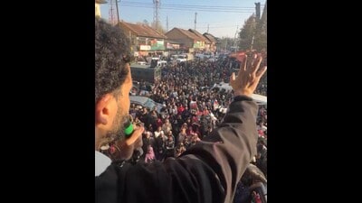 Abrar Rashid during canvassing in Budgam assembly constituency on Saturday. (File) Abrar Rashid during canvassing in Budgam assembly constituency on Saturday. (File)