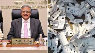The Election Commission on Saturday ordered action and suspended an official after mock VVPAT slips were found lying on road in Bihar. (PTI/X) The Election Commission on Saturday ordered action and suspended an official after mock VVPAT slips were found lying on road in Bihar. (PTI/X)