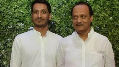 Maharashtra deputy chief minister Ajit Pawar (right) and his son Parth Pawar. (File) Maharashtra deputy chief minister Ajit Pawar (right) and his son Parth Pawar. (File)