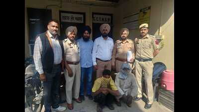 The accused in the custody of Nayagaon police in Mohali. (HT Photo)