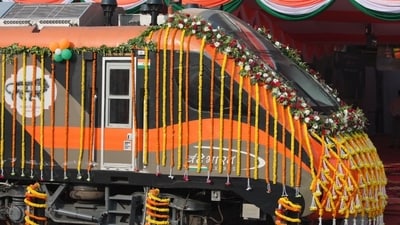 Prime Minister Narendra Modi on Saturday flagged off four new Vande Bharat Express trains from the Banaras railway station. (S Kumar/HT Photo)