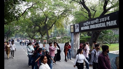 Visitors at the Delhi zoo on Saturday (Arvind Yadav/ HT)