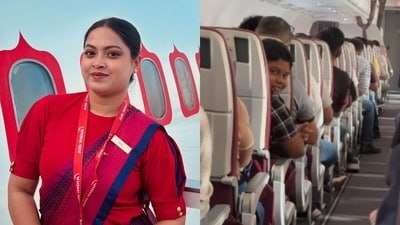 An Air India crew member captured a sweet mid-flight moment with a child. (Instagram/d.sneh_) An Air India crew member captured a sweet mid-flight moment with a child. (Instagram/d.sneh_)