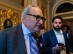 Senate Minority Leader Chuck Schumer (D-NY) departs a Democratic luncheon at the U.S. Capitol