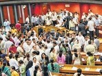 A file photo of an MCD House meeting. (ANI) A file photo of an MCD House meeting. (ANI)