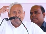 Bihar chief minister Nitish Kumar during a public rally for Bihar Assembly Elections 2025 at Rohtash, Bihar on Sunday. (Hindustan Times)