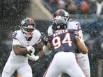 Tyrone Tracy Jr. #29 of the New York Giants carries the ball against the Chicago Bears during the first quarter in the game at Soldier Field on November 09, 2025 in Chicago, Illinois.