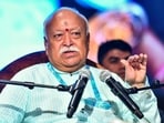 RSS chief Mohan Bhagwat addresses the '100 Years of Sangh Journey: New Horizons' event in Bengaluru on Sunday, November 9, 2025. 