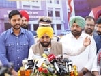 Punjab chief minister Bhagwant Mann addressing mediapersons in Batala on Saturday. Punjab chief minister Bhagwant Mann addressing mediapersons in Batala on Saturday.