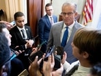 US Senate Majority Leader John Thune, Republican of South Dakota, speaks to reporters US Senate Majority Leader John Thune, Republican of South Dakota, speaks to reporters