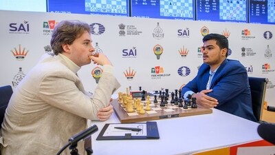 Vincent Keymer in action against Pranesh M. (X) Vincent Keymer in action against Pranesh M. (X)