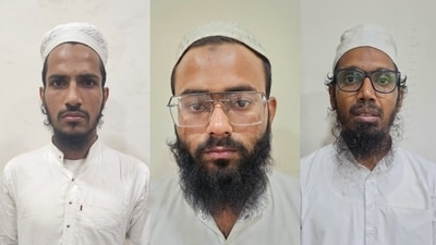 The Gujarat ATS identified the three arrested terror suspects as Ahmed Mohiuddin Syed, Mohammad Suhel and Azad. (ANI/ Gujarat ATS) The Gujarat ATS identified the three arrested terror suspects as Ahmed Mohiuddin Syed, Mohammad Suhel and Azad. (ANI/ Gujarat ATS)