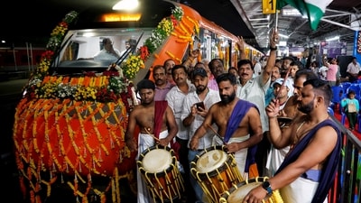 The row erupted after Southern Railways posted a video of the school students singing onboard the newly launched Bengaluru-Ernakulam Vande Bharat Express on Saturday. (Photo for representation) (PTI) The row erupted after Southern Railways posted a video of the school students singing onboard the newly launched Bengaluru-Ernakulam Vande Bharat Express on Saturday. (Photo for representation) (PTI)