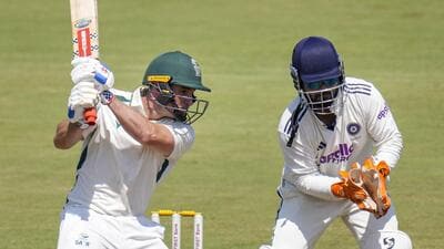 South Africa A’s Jordan Hermann plays a shot on Day 4 of the second unofficial Test against India A in Bengaluru. (PTI) South Africa A’s Jordan Hermann plays a shot on Day 4 of the second unofficial Test against India A in Bengaluru. (PTI)