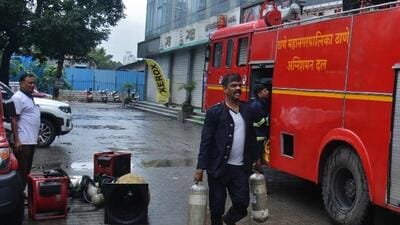 Thane, India - November -01, 2025: Thane: Thane fire brigade is safeguarding the city with a extreme shortage of manpower. Against an approved strength of 835 it has only 184 staff's team that come to only 22 percent capacity. The increasing number of high rises and ever delevloping city is putting a heavy load on the fire brigade team due to lesser number of firemen. ,in Thane ,in Mumbai, India, on, Saturday, November -01, 2025. ( Praful Gangurde / HT Photo ) Thane, India - November -01, 2025: Thane: Thane fire brigade is safeguarding the city with a extreme shortage of manpower. Against an approved strength of 835 it has only 184 staff's team that come to only 22 percent capacity. The increasing number of high rises and ever delevloping city is putting a heavy load on the fire brigade team due to lesser number of firemen. ,in Thane ,in Mumbai, India, on, Saturday, November -01, 2025. ( Praful Gangurde / HT Photo )