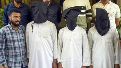 Three persons, including a doctor, who were arrested by the Gujarat Anti Terrorist Squad (ATS) for their alleged involved in a conspiracy to carry out a major terrorist attack. (PTI) Three persons, including a doctor, who were arrested by the Gujarat Anti Terrorist Squad (ATS) for their alleged involved in a conspiracy to carry out a major terrorist attack. (PTI)
