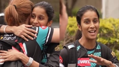 Jemimah Rodrigues and Nadine de Klerk meeting in the Heat's camp. (@WBBL/x.com) Jemimah Rodrigues and Nadine de Klerk meeting in the Heat's camp. (@WBBL/x.com)
