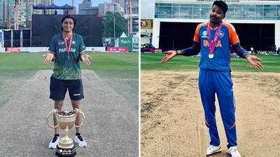Muhammad Shahzad copies Hardik Pandya's trophy-winning celebration. (Instagram) Muhammad Shahzad copies Hardik Pandya's trophy-winning celebration. (Instagram)