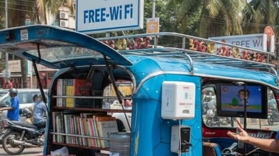 Three-wheeler is equipped with sanitary napkins, a fan, Wi-Fi, water bottles etc. (Representational image-AI generated(Google Gemini)