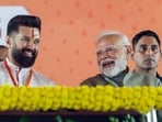Prime Minister Narendra Modi and Union Minister Chirag Paswan, during a public rally in Chhapra. Prime Minister Narendra Modi and Union Minister Chirag Paswan, during a public rally in Chhapra.