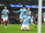Nico Gonzalez, centre, celebrates after scoring his side's second goal during the English Premier League soccer match between Manchester City and Liverpool Nico Gonzalez, centre, celebrates after scoring his side's second goal during the English Premier League soccer match between Manchester City and Liverpool