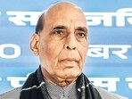 Defence minister Rajnath Singh releases a R&D Road Map manual of DPSUs during the inauguration of Defence PSU Bhavan, a state-of-the-art central facility at the World Trade Centre in New Delhi on Monday. (ANI)