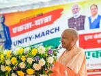 Uttar Pradesh Chief Minister Yogi Adityanath addresses the gathering during 'Ekta Yatra' as part of the nationwide celebrations marking 150 years of Sardar Vallabhbhai Patel's birth anniversary, in Gorakhpur. Uttar Pradesh Chief Minister Yogi Adityanath addresses the gathering during 'Ekta Yatra' as part of the nationwide celebrations marking 150 years of Sardar Vallabhbhai Patel's birth anniversary, in Gorakhpur.