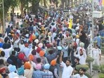 Scores of outsiders entering the Panjab University campus from gate number 1 in Chandigarh on Monday as tension escalated. (Keshav Singh/HT) Scores of outsiders entering the Panjab University campus from gate number 1 in Chandigarh on Monday as tension escalated. (Keshav Singh/HT)
