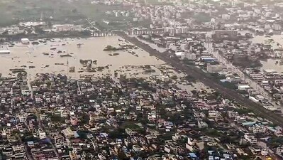 An aerial view of an area submerged in water amid heavy rainfall caused by cyclone Montha, in Andhra Pradesh in October. (ANI Video Grab/ File) An aerial view of an area submerged in water amid heavy rainfall caused by cyclone Montha, in Andhra Pradesh in October. (ANI Video Grab/ File)