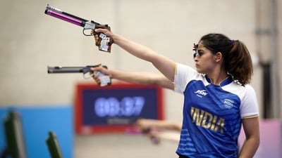 Manu Bhaker misses 10m air pistol medal at ISSF World Championships. (AFP) Manu Bhaker misses 10m air pistol medal at ISSF World Championships. (AFP)