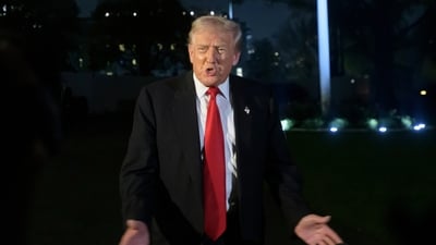 President Donald Trump talks with reporters upon arrival at the White House in Washington (AP) President Donald Trump talks with reporters upon arrival at the White House in Washington (AP)