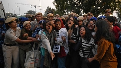 Eventually, dozens of people were detained and, protesters said, moved to an unknown location.&nbsp; (AFP)