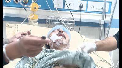 Injured ASI Balwant Singh undergoing treatment in hospital.