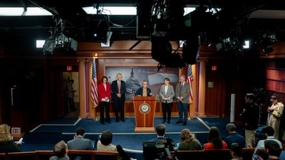 Several US senators at a news conference during a vote at the US Capitol in Washington, DC (Bloomberg) Several US senators at a news conference during a vote at the US Capitol in Washington, DC (Bloomberg)