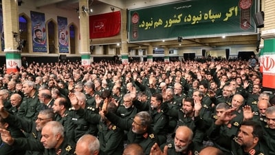 Commanders and members of the Islamic Revolutionary Guard Corps meet with Iran's Supreme Leader Ayatollah Ali Khamenei in Tehran. (REUTERS)