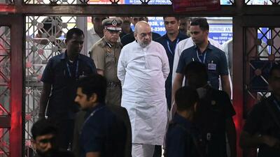 Union home minister Amit Shah exits LNJP Hospital after meeting the victims following a blast near Red Fort Metro Station in New Delhi on Monday. (HT Photo/Sonu Mehta) Union home minister Amit Shah exits LNJP Hospital after meeting the victims following a blast near Red Fort Metro Station in New Delhi on Monday. (HT Photo/Sonu Mehta)