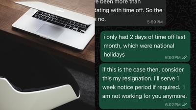An Indian employee said he offered to resign after his US boss denied leave.