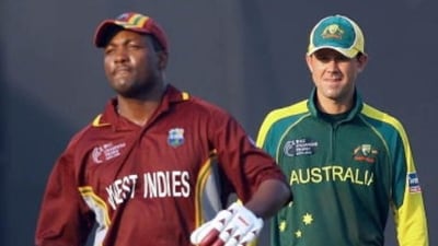 Brian Lara takes a single as Ricky Ponting looks on during an ODI in 2006 (AFP) Brian Lara takes a single as Ricky Ponting looks on during an ODI in 2006 (AFP)