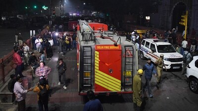Firetenders at the spot after an explosion in a car near the Red Fort, in Delhi on Monday. (ANI) Firetenders at the spot after an explosion in a car near the Red Fort, in Delhi on Monday. (ANI)