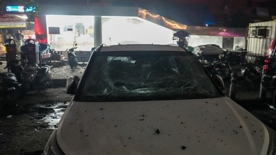 A damaged vehicle at the spot after a blast occurred in a parked car near Red Fort, leaving multiple vehicles in flames, in New Delhi on November 10 (PTI) A damaged vehicle at the spot after a blast occurred in a parked car near Red Fort, leaving multiple vehicles in flames, in New Delhi on November 10 (PTI)