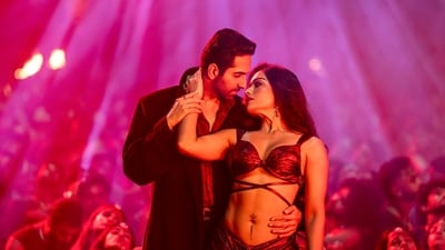 Thamma worldwide box office collection: Ayushmann Khurrana and Rashmika Mandanna in a still from the film.