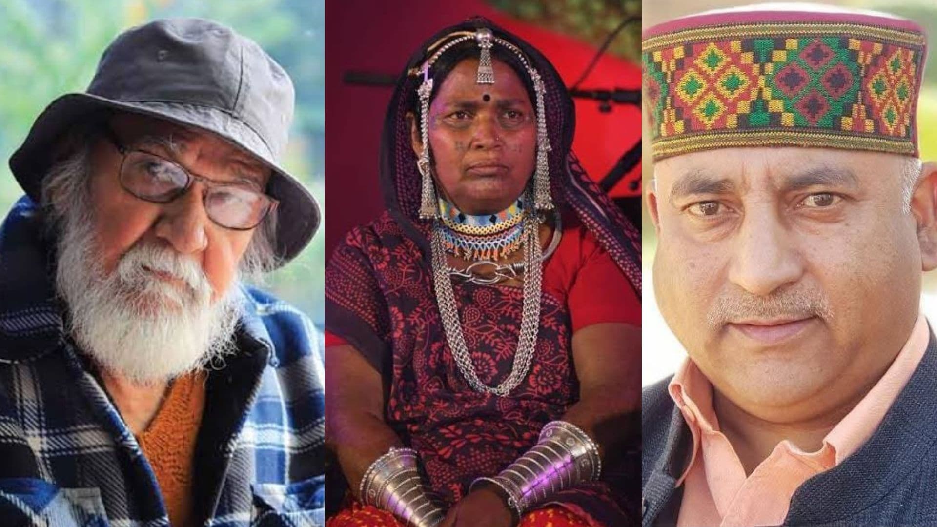 Creations of Padma Shri Shayam Sharma from Bihar, Padma Shri Bhoori Bai from Madhya Pradesh and Padma Shri Vijay Sharma from Uttarakhand are put on display during the exhibition