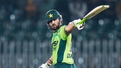 Pakistan's Salman Ali Agha celebrates after his century during the first one day international cricket match between Pakistan and Sri Lanka (AP) Pakistan's Salman Ali Agha celebrates after his century during the first one day international cricket match between Pakistan and Sri Lanka (AP)